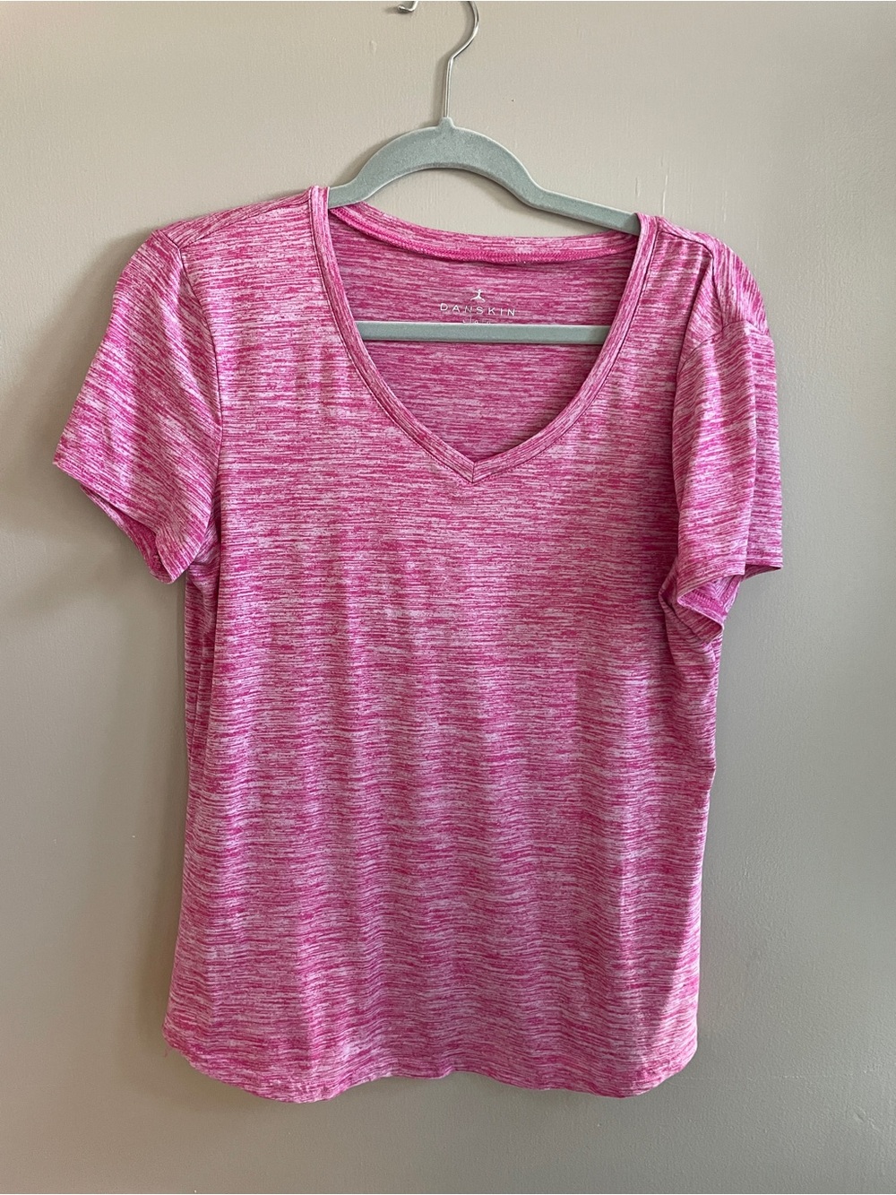 Danskin Pink Space-Dye V-Neck Tee